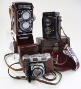 A Rolleiflex twin lens reflex camera, number 2,8F 2407243:,