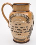 A Doulton Lambeth stoneware commemorative jug: for General 'Chinese' Gordon embossed beneath the