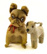 An early 20th century Continental plush googley eyed pug dog:,