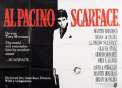 A British quad poster and full set of lobby cards for Al Pachino in 'Scarface':.