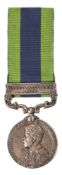 A George V India General Service Medal with single clasp ' 65598 Gnr A E Swetman RFA':.