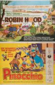 Four Walt Disney British quad film posters, 'Pinochio', 'Robin Hood' and 'Return to Oz':,