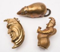 A Victorian gilt brass vesta case in the form of Mr Punch;,
