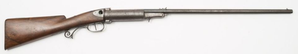 A 19th century crank wound gallery gun:, large calibre (possibly .