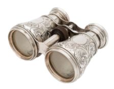 A pair of 19th century French silver mounted opera/racing binoculars with silver marks for