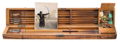 A cased set of twelve arrows by F H Ayres:, formerly the property of Lady Wood, Holmer Park,