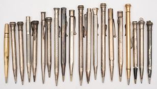 Ten various silver propelling pencils:, various makers and dates,