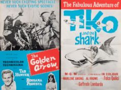 Three quad double feature film posters:, 'The Golden Arrow/Tiko and the Shark',