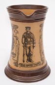 Of Boer War Naval interest a Doulton Lambeth stoneware 'Handy Man' jug: of waisted form with ribbed