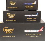 Gemini Jets, three 1/200 scale diecast airliners: includes Boeing 767-300ER,
