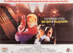 A British quad film poster for 'Bladerunner' (1982):, Harrison Ford, 75cm x 101cm.