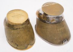 An early 20th century gilt mounted horse hoof inkwell by Rowland Ward, London:,