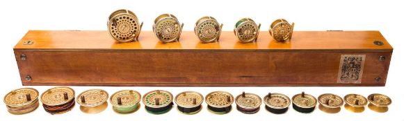 A set of five Hardy Sovereign reels with thirteen spools:, comprising an 11/12 No 259, a.
