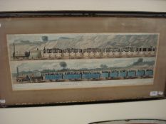 S G Hughes after Shaw- Travelling on the Liverpool and Manchester Railway:- aquatint,