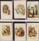 Twelve Louis Wain postcards by assorted publishers: includes 'District Visitors', 'The Love Set',
