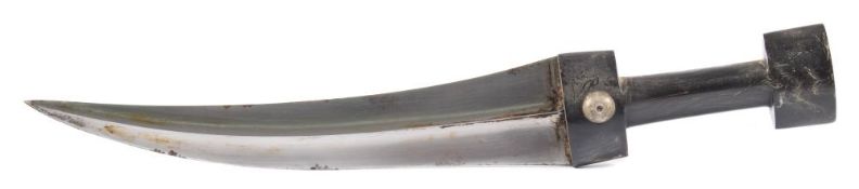 A North African horn handled jambiya variant:, the typical blade with central rib,