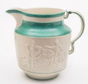Of Peninsular War interest a porcelain commemorative jug: of shouldered cylindrical form with ear