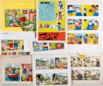 A collection of 1970s/80s original comic artwork including 'Jack & Jill',