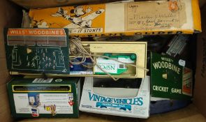 A Wills Woodbine tinplate Cricket game and similar Football game:,