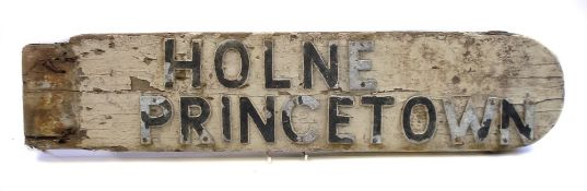 An early 20th century road sign 'Holne Princetown':,