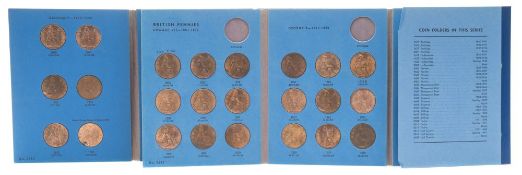 Two blue albums, Great Britain pennies 1902- 1929:,