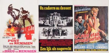 Five Continental film posters:, 'Blackboard Jungle', 'Un cadavre au dessert' (Murder by Death),