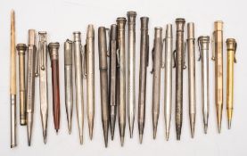 Seven various silver propelling pencils:, various makers and dates,