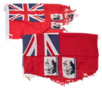 Two used Trinity House flags:, one 87cm x 156cm , the other 49cm x 90cm ,