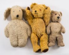 A Pedigree gold plush Teddy bear and one other bear:,