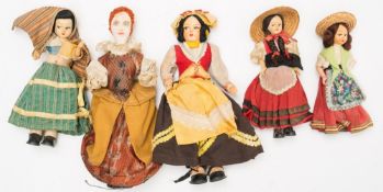 A mid 20th century linen doll of Queen Elizabeth I,