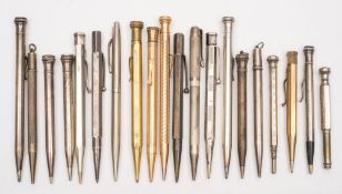 Seven various silver propelling pencils:, various makers and dates,