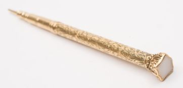A yellow metal combination reversible propelling pencil and pen by S Mordan & Co, London:,