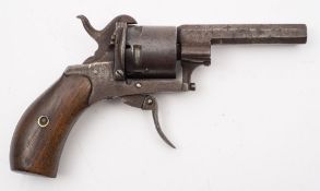 A Continental six shot pinfire revolver:, unsigned, 2 3/4 inch octagonal barrel and plain cylinder,