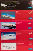 Herpa, five 1/500 scale diecast airliners: includes Airbus A330-300, Boeing 777-200ER,