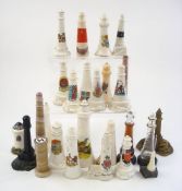 A collection of fourteen various crested model lighthouses by Carlton Ware , Arcadian and others:,