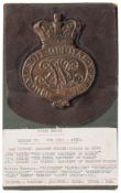 A George IV 1st (Kings) Dragoon Guards brass pouch badge:,