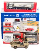 Herpa and others, assorted vehicles: Scania tanker 'Simon Gibson', MB Atego Fire Engine,