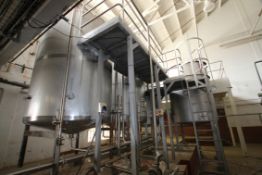 4-Tank CIP System, Includes (2) Walker Dome-Top/Cone-Bottom 1,600 Gallon Tanks Model SSBT S/N 530-