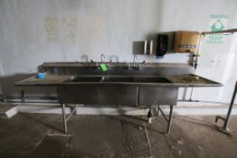 S/S 3-Bowl Sink, 2 Faucets