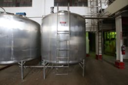 Approx. 2000 Gallon, S/S Dome-Top/Dome-Bottom Mixing Tank (Approx. Tank Dimensions 90