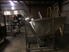 Omega Stainless Steel Bottle elevator with build in blower and clean out plate, on casters (