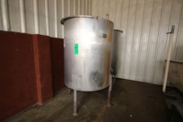 Aprox. 450 Gal. S/S Vertical Single Wall Hinged Lid S/S CIP Tank, Aprox. Dimensions 60