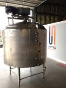 Cherry-Burrell 500 Gallon Jacketed Processor Tank Serial: E-313-90 Year: 1990316L Stainless Steel