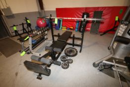 Keys Extreme Olympic Weight Bench includes Olympic Barbell with Olympic Curl Bar, (12) Pc. 245