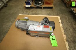 Busch Vacuum Pump, Type RAU040E5061001, S/N U095106769, 2 hp/1.5 hp, 1740 RPM, 230/460 V, 3 Phase