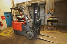 2001 Toyota 5,000 lb. Capacity Electric Forklift, Model 30-7FBCU30, S/N 60091 with 3-Stage 187” H