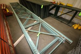 Assorted Standard Pin Type Pallet Racking includes (4) Aprox. 24 ft. H Uprights and (30) Aprox. 9