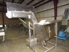 Omega Stainless Steel Bottle elevator with build in blower and clean out plate, on casters. Free