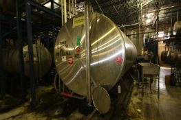 Hicks 2,600 Gal. Horizontal S/S Tank, Single-Wall, S/N 375A-3, Max. Des. Press ATS @ 70 F, Dims.: