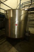 1,850 Gal. S/S Vertical Tank, Single-Wall Dims.: 90